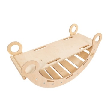 Гойдалка Small Dream Rocker Натуральне дерево & Гірка з Сірою Подушкою