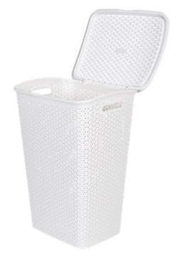 Kosz na pranie ratan plastik 33 x 42 x 59 cm biały