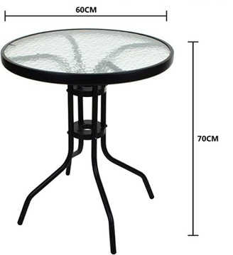 КРУГЛЫЙ ЖУРНАЛЬНЫЙ СТОЛИК САДОВЫЙ СТОЛИК ДЛЯ БАЛКОНА ТЕРРАСЫ ЗАКАЛЕННОЕ СТЕКЛО ЧЕРНОЕ