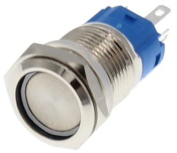 Przełącznik Ring 12V-24V Biały Podświetlany LOCK Blokowany BISTABILNY 16mm