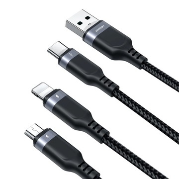 Многофункциональный кабель Joyroom 3-в-1 Lightning USB-C micro USB, 1,2 м — черный