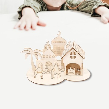 Ид Мубарак деревянное украшение собрать замок 3D головоломка креативный стиль А