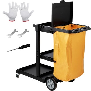 VEVOR Wózek Do Sprzątania Wózek Dozorcy Z 3 Przegrodami Wydajność 90,7 kg