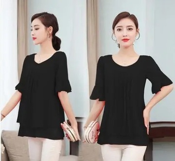 2020 Summer obesity Mid-length Chiffon Blouse Plus