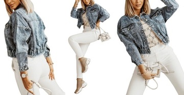 KURTKA JEANS KATANA ZE ŚCIĄGACZEM DENIM CROP XS