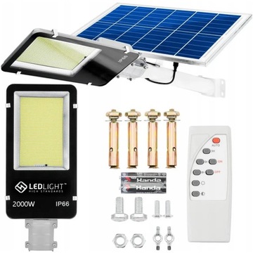 LAMPA DUŻA MOCNA SOLARNA IP66 ULICZNA OGRODOWA PILOT 2000W 1200 LED