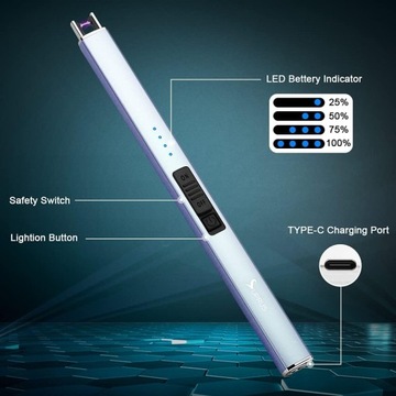Кемпинговая электрическая зажигалка Suprus, беспламенная, зарядка через USB
