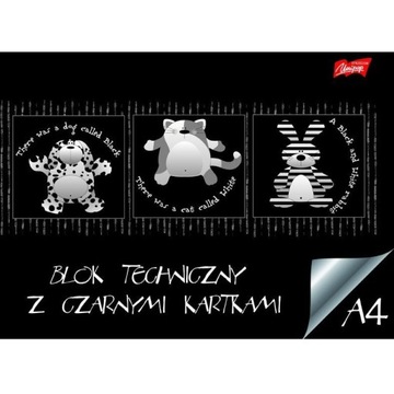 Blok techniczny czarny A4 10kartek 180g/m2 UNIPAP