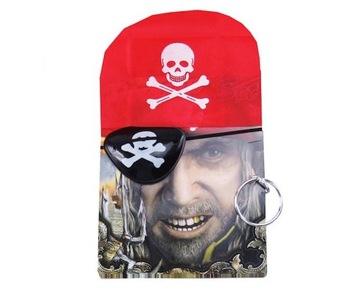 Strój Pirata Piratki opaska na głowę czaszka opaska na oko kolczyk