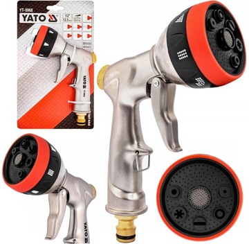 ДОЖДЕВАТЕЛЬ ВОДЫ YATO ЛАТУННЫЙ САДОВЫЙ ПИСТОЛЕТ 7 ФУНКЦИЙ ДЛЯ РЕГУЛИРОВКИ ШЛАНГА