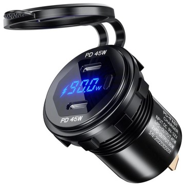 Gniazdo motocyklowe 2x USB-C WYŚWIETLACZ