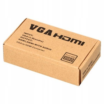 KONWERTER VGA D-SUB DO HDMI ADAPTER + AUDIO do monitora komputera laptopa