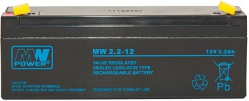 SOLIDNY AKUMULATOR AGM 2.2Ah 12V BEZOBSŁUGOWY MW POWER DO KASY ALARMU UPSA