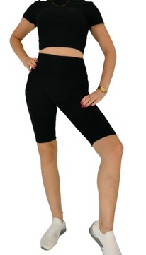 Kolarki legginsy damskie prążkowane sport siłownia fitness krótka 2XL/3XL