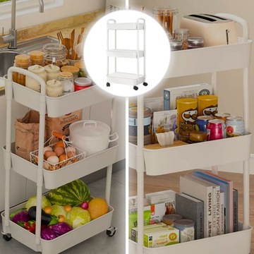 Кухонная тележка СТОЛ НА КОЛЕСАХ ТЕЛЕЖКА 3 УРОВНЯ С МОБИЛЬНЫМ ЗАМКОМ НА КОЛЕСАХ