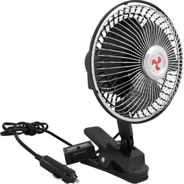 DUŻY WIATRAK WENTYLATOR SAMOCHODOWY OBROTOWY REGULOWANY OSCYLACJA 12V i 24V