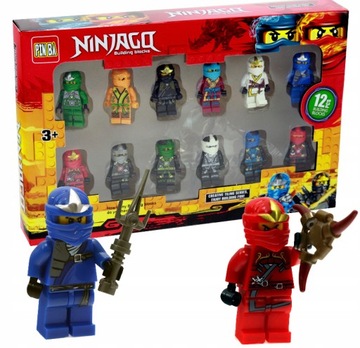 ZESTAW 12 FIGUREK NINJAGO KLOCKI FIGURKI AKCESORIA