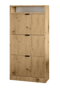 Szafka na buty z półką RIKO kol dąb artisan ryflowany 125x60x24cm 3 drzwi
