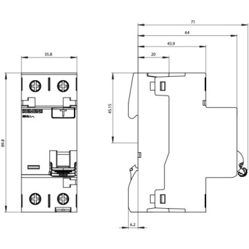 Siemens 5SV3314-6 FI автоматический выключатель 2-полюсный тип A