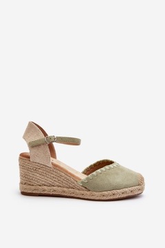ESPADRYLE БОСОНОЖКИ НА ТЕЛЕЖКЕ С ДЖУТОВОЙ ЗАМШЕЙ ЗЕЛЕНЫЕ 39