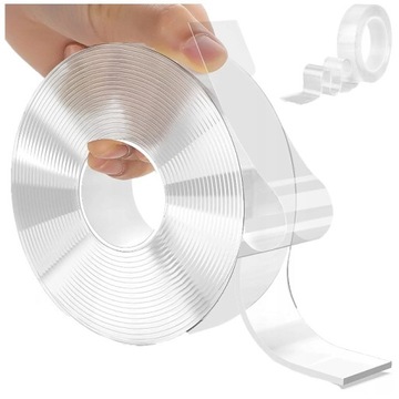 MOCNA TAŚMA DWUSTRONNA 5m NANO GRIP SAMOPRZYLEPNA WODOODPORNA 500cm przezro