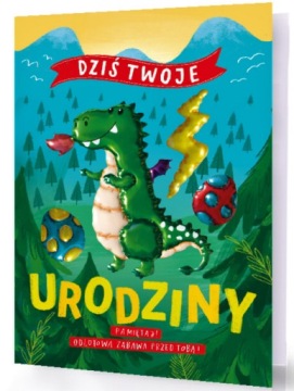KARTKA URODZINOWA DLA DZIECKA DINOZAUR XXL 34 CM