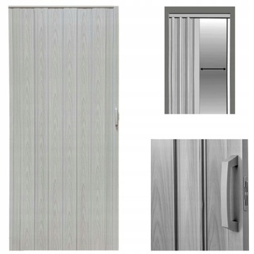 DRZWI PRZESUWNE HARMONIJKOWE 90 CM WEWNĘTRZNE PCV SZARE SZARY DĄB