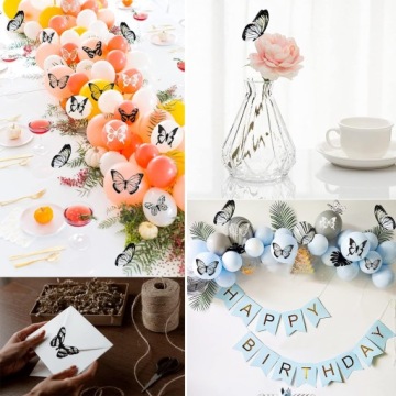 3D наклейки на стену с бабочками, черно-белые бабочки, большой набор из двух листов