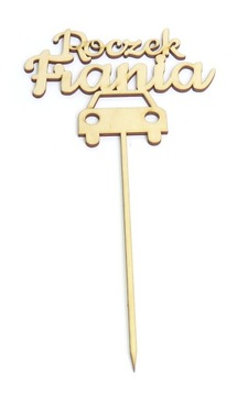CAKE TOPPER TOPER NA ROCZEK Z AUTKIEM + IMIĘ PD26