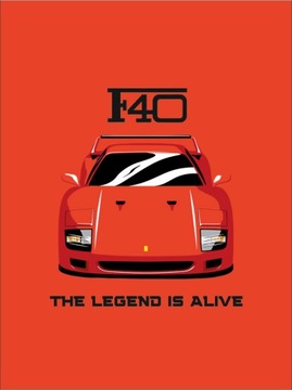 Plakat FERRARI F40 red Format A3