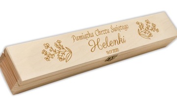 ЭКО СВЕЧА НА/КРЕЩЕНИЕ, ДЕРЕВЯННАЯ КОРОБКА, ЭКО ГРАВИРОВКА