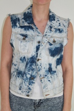 FB sister JEANSOWA KAMIZELKA -S - marmurkowy jeans