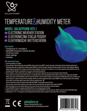 GALAXYFARM Метеостанция, цифровой измеритель влажности, температурный гигрометр