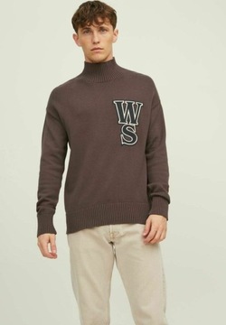 JACK&JONES BRĄZOWY SWETER DŁUGI RĘKAW (L)