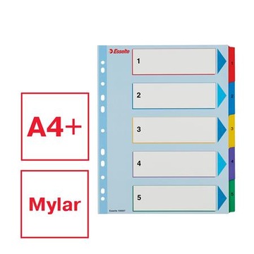 Przekładki kartonowe numeryczne A4+ 1-5 kart mix