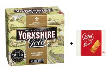 Yorkshire GOLD Tea 80 herbata UK + ciastka Lotus 125g