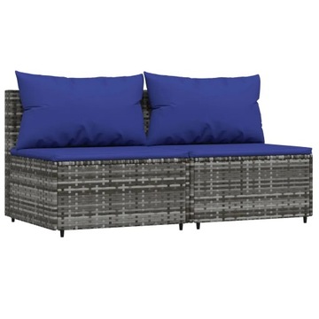 Sofa ogrodowa rattan PE szara z poduszkami, 63x63x57,5 cm