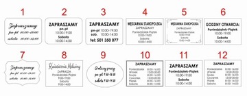 tabliczka samoprzylepna GODZINY OTWARCIA Nazwa firmy logo A5 filtr UV