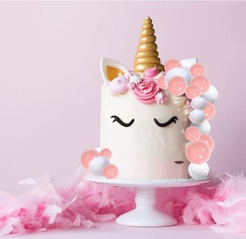 Zestaw kulek do dekoracji ciast, tortów kolor różowo biały 44szt.