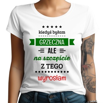 DAMSKA ŚMIESZNA KOSZULKA Z NADRUKIEM - MAŁA MI | XL