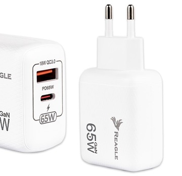SZYBKA ŁADOWARKA GaN 65W USB-C QC 3.0 ZASILACZ DO MACBOOK LAPTOPA IPHONE 15