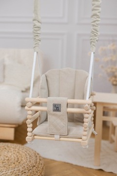 HUŚTAWKA DLA DZIECI DO DOMU OGRODU POKOJU DREWNIANE MOCNE SIEDZIEKO VELVET