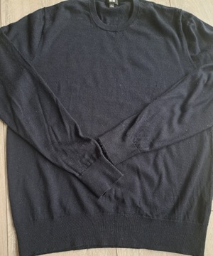 Uniqlo sweter granat 100% wełna L crew neck