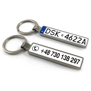 Brelok do Kluczy Dwustronny z NUMEREM TELEFONU + TABLICA REJESTRACYJNA