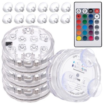 LAMPKI DO BASENU LED ŚWIATEŁKA z przyssawką 4 SZT