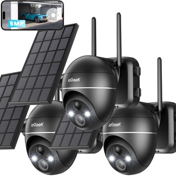 Kamera Zewnętrzna Solarna Obrotowa IP WiFi 5MP x 3