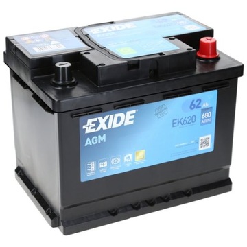 Akumulator AGM EXIDE EK620 12V 62Ah 680A