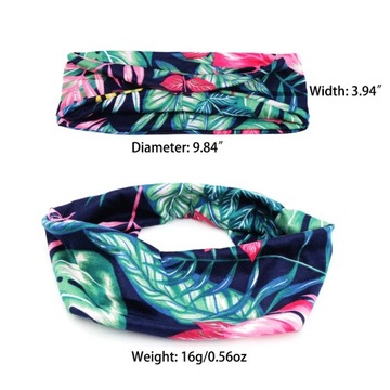 Women Boho Yoga Hair Bands Flower Print Wide Running Stretch Elastic