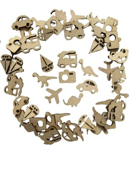 Scrapki samoloty dinozaury auto inne 50 szt. mix