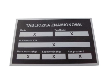 Tabliczka znamionowa zastępcza przyczepy 1 mm